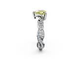 White gold Fancy Yellow Heart  Cut Twisted Pavé Band Solitaire Ring with Four-Prong Setting_56