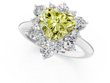 White gold Fancy Yellow Heart  Diamond Cluster Halo Ring with Solitaire Band and Four-Prong Setting_21