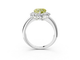 White gold Fancy Yellow Heart  Diamond Cluster Halo Ring with Solitaire Band and Four-Prong Setting_23