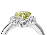 White gold Fancy Yellow Heart  Diamond Cluster Halo Ring with Solitaire Band and Four-Prong Setting_24