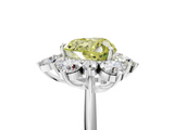 White gold Fancy Yellow Heart  Diamond Cluster Halo Ring with Solitaire Band and Four-Prong Setting_25