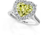 White gold Fancy Yellow Heart  Diamond Cluster Halo Solitaire with Four-Prong Setting_89