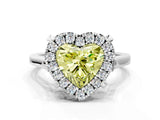 White gold Fancy Yellow Heart  Diamond Cluster Halo Solitaire with Four-Prong Setting_89