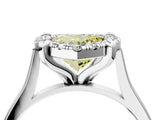 White gold Fancy Yellow Heart  Diamond Cluster Halo Solitaire with Four-Prong Setting_92