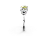 White gold Fancy Yellow Heart  Diamond Cluster Leaf Design Ring with Prong Setting_69