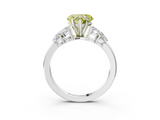 White gold Fancy Yellow Heart  Diamond Cluster Leaf Design Ring with Prong Setting_70