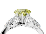 White gold Fancy Yellow Heart  Diamond Cluster Leaf Design Ring with Prong Setting_73