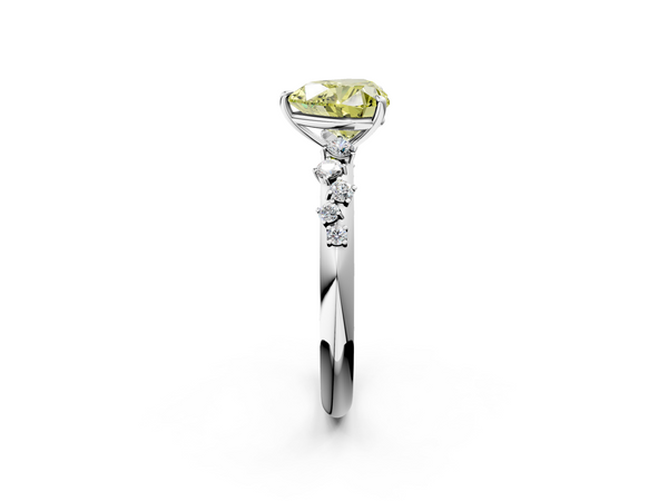 White gold Fancy Yellow Heart  Diamond Cluster Prong-Set Solitaire Ring
