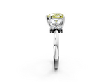 White gold Fancy Yellow Heart  Diamond Floral Cluster Ring with Solitaire Band and Prong Setting_57