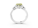 White gold Fancy Yellow Heart  Diamond Floral Cluster Ring with Solitaire Band and Prong Setting_58