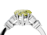 White gold Fancy Yellow Heart  Diamond Floral Cluster Ring with Solitaire Band and Prong Setting_59