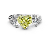 White gold Fancy Yellow Heart  Diamond Floral Vine Solitaire Engagement Ring_3