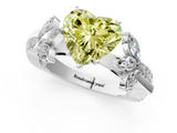 White gold Fancy Yellow Heart  Diamond Floral Vine Solitaire Engagement Ring_4