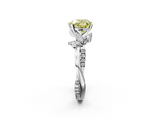 White gold Fancy Yellow Heart  Diamond Floral Vine Solitaire Engagement Ring_5