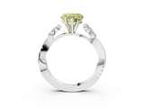 White gold Fancy Yellow Heart  Diamond Floral Vine Solitaire Engagement Ring_6