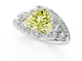 White gold Fancy Yellow Heart  Diamond Halo Ring with Marquise and Pavé Band in Prong Setting_69