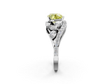White gold Fancy Yellow Heart  Diamond Halo Ring with Marquise and Pavé Band in Prong Setting_70