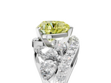 White gold Fancy Yellow Heart  Diamond Halo Ring with Marquise and Pavé Band in Prong Setting_73