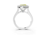 White gold Fancy Yellow Heart  Diamond Halo Ring with Milgrain Frame and Pavé Band_75