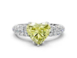 White gold Fancy Yellow Heart  Diamond Pavé Band Solitaire Ring with Four-Prong Setting_49