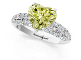 White gold Fancy Yellow Heart  Diamond Pavé Band Solitaire Ring with Four-Prong Setting_50