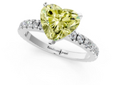 White gold Fancy Yellow Heart  Diamond Pavé Band Solitaire with Four-Prong Setting_202