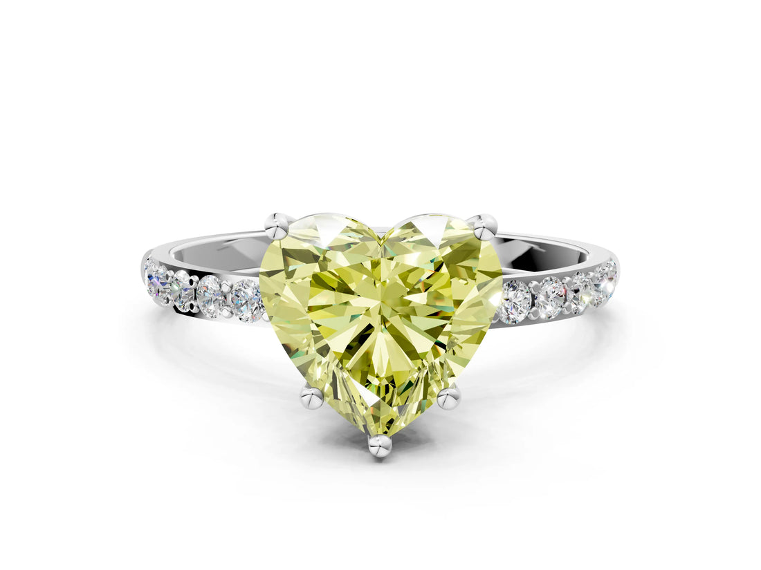 White gold Fancy Yellow Heart  Diamond Pavé Band with Six-Prong Setting_27