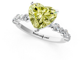 White gold Fancy Yellow Heart  Diamond Prong Set Engagement Ring with Pave Band_205