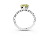 White gold Fancy Yellow Heart  Diamond Prong Set Engagement Ring with Pave Band_207