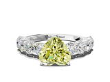 White gold Fancy Yellow Heart  Diamond Prong Setting with Side Stones on a Pave Band_134