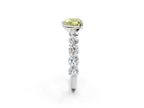 White gold Fancy Yellow Heart  Diamond Prong Setting with Side Stones on a Pave Band_135