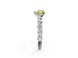 White gold Fancy Yellow Heart  Diamond Prong Setting with Side Stones on a Pave Band_136