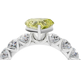 White gold Fancy Yellow Heart  Diamond Prong Setting with Side Stones on a Pave Band_138
