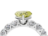 White gold Fancy Yellow Heart  Diamond Prong Setting with Side Stones on a Pave Band_140