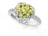 White gold Fancy Yellow Heart  Diamond Solitaire Ring with Shared Prong Pavé Band_66
