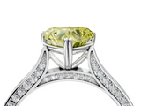 White gold Fancy Yellow Heart  Diamond Solitaire with Pave Band and Six-Prong Setting_24
