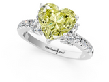 White gold Fancy Yellow Heart  Diamond Three-Stone Pave Band with Four-Prong Setting_21