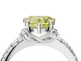 White gold Fancy Yellow Heart  Diamond Three-Stone Pave Band with Four-Prong Setting_24
