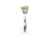 White gold Fancy Yellow Heart  Diamond Three-Stone Ring with Trapezoid Side Stones and Prong Setting_19