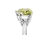 White gold Fancy Yellow Heart  Diamond Three-Stone Ring with Trapezoid Side Stones and Prong Setting_22