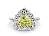 White gold Fancy Yellow Heart  Halo Cluster Diamond Engagement Ring with Prong Setting and Polished Band_20