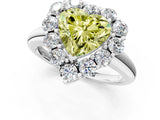White gold Fancy Yellow Heart  Halo Cluster Diamond Engagement Ring with Prong Setting and Polished Band_22