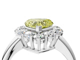 White gold Fancy Yellow Heart  Halo Cluster Diamond Engagement Ring with Prong Setting and Polished Band_25