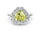 White gold Fancy Yellow Heart  Halo Cluster Diamond Engagement Ring with Solitaire Band and Prong Setting_49