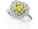 White gold Fancy Yellow Heart  Halo Cluster Diamond Engagement Ring with Solitaire Band and Prong Setting_50