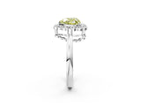 White gold Fancy Yellow Heart  Halo Cluster Diamond Engagement Ring with Solitaire Band and Prong Setting_51