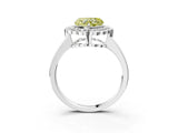 White gold Fancy Yellow Heart  Halo Cluster Diamond Engagement Ring with Solitaire Band and Prong Setting_52