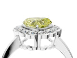 White gold Fancy Yellow Heart  Halo Cluster Diamond Engagement Ring with Solitaire Band and Prong Setting_53