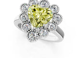 White gold Fancy Yellow Heart  Halo Diamond Cluster Engagement Ring with Milgrain Bezel Setting and Solitaire Band_56
