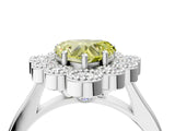 White gold Fancy Yellow Heart  Halo Diamond Cluster Engagement Ring with Milgrain Bezel Setting and Solitaire Band_61